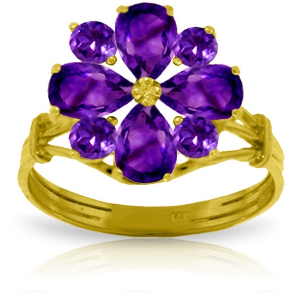 Galaxy Gold Products Jewelry - 14K. SOLID GOLD RING WITH NATURAL AMETHYSTS